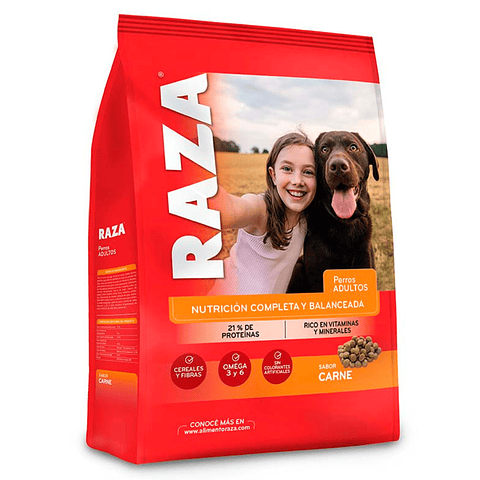 RAZA PERROS ADULTOS CARNE 15 K.