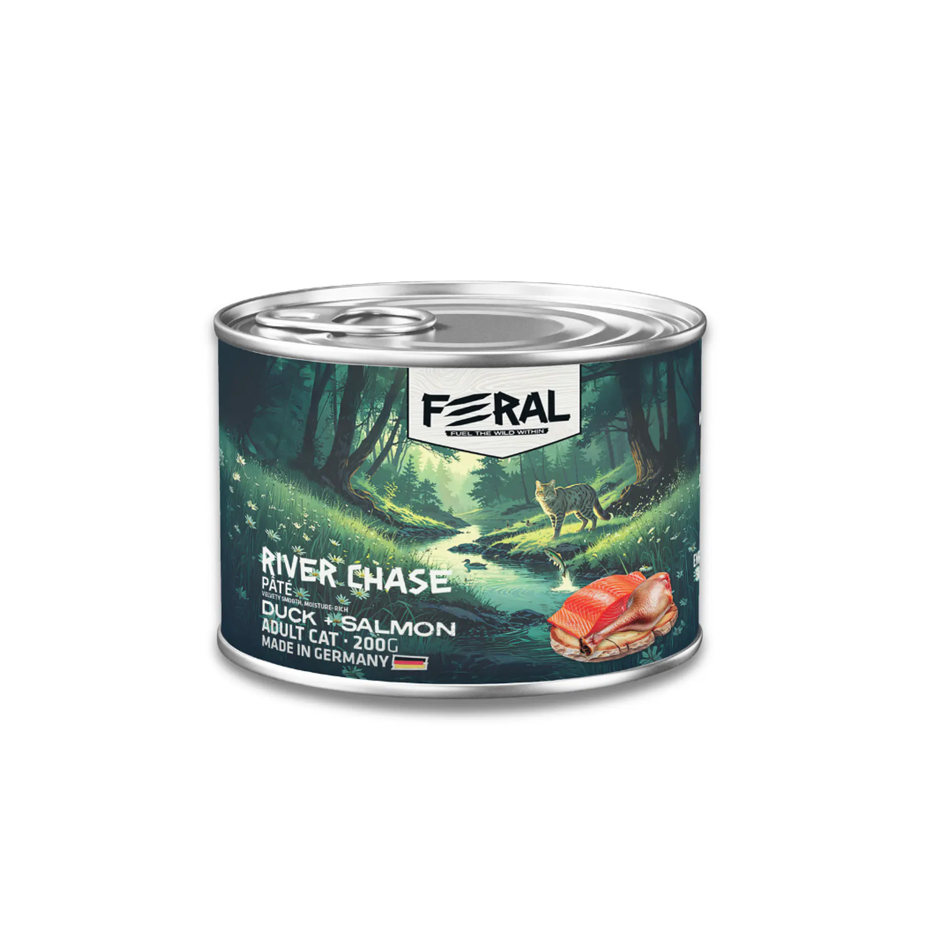 FERAL RIVER CHASE DUCK + SALMON ADULT CAT 200 G. 1