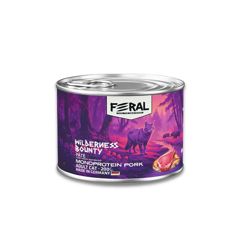 FERAL WILDERNESS BOUNTY MONOPROTEIN PORK ADULT CAT 200 G. 1
