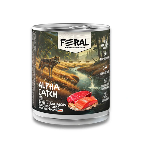 FERAL ALPHA CATCH BEEF + SALMON ADULT DOG 400 G.