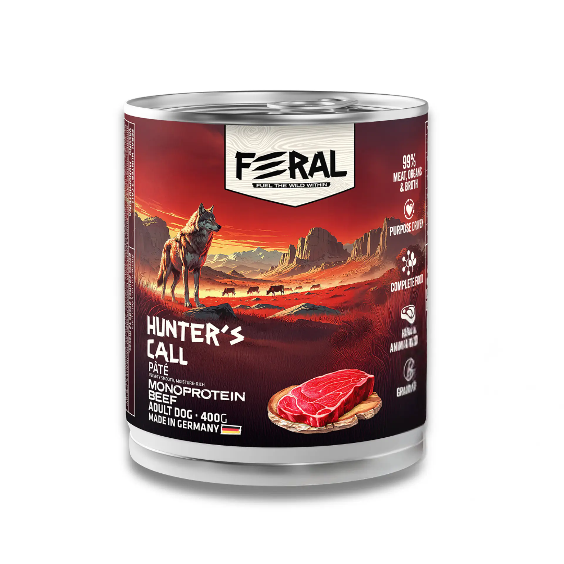 FERAL HUNTER'S CALL MONOPROTEIN BEEF ADULT DOG 400 G. 1