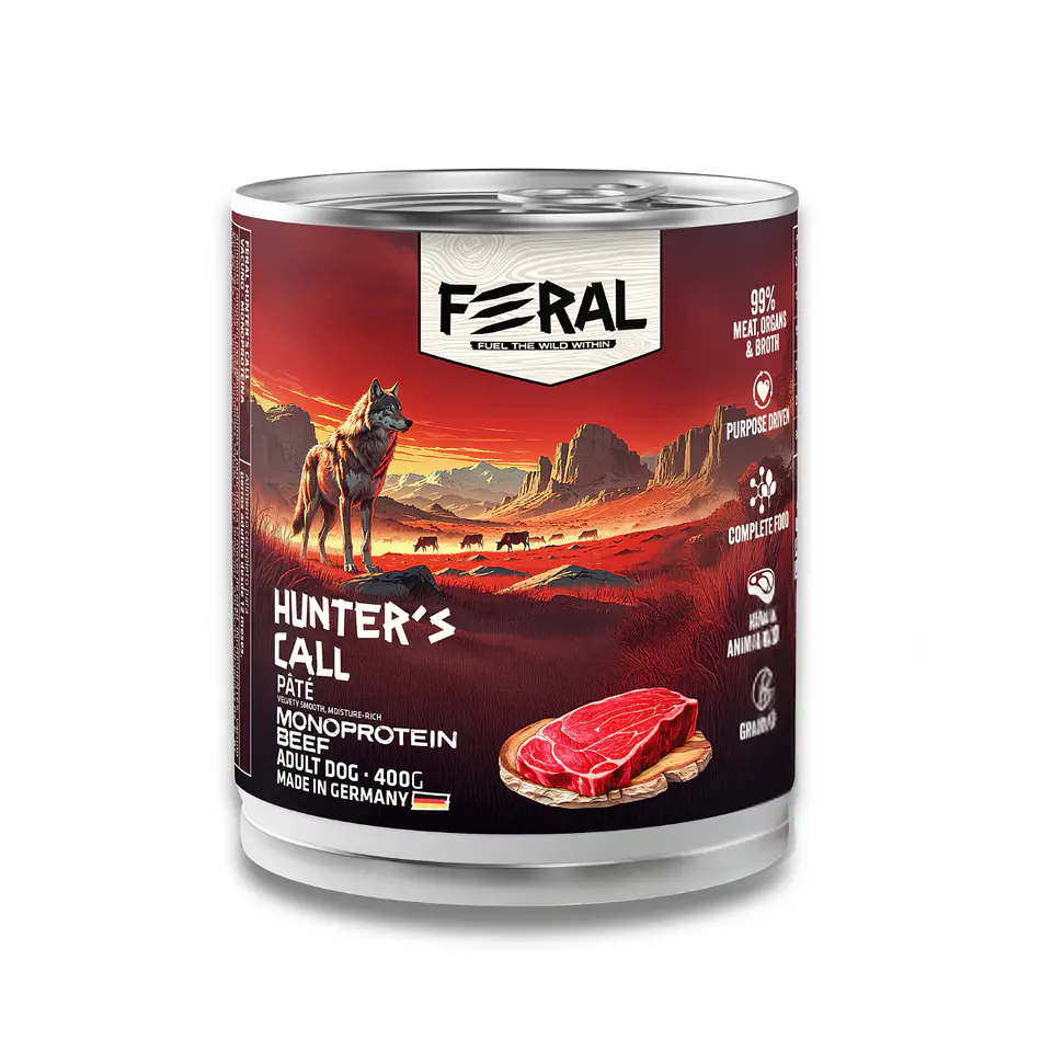 FERAL HUNTER'S CALL MONOPROTEIN BEEF ADULT DOG 400 G. 1