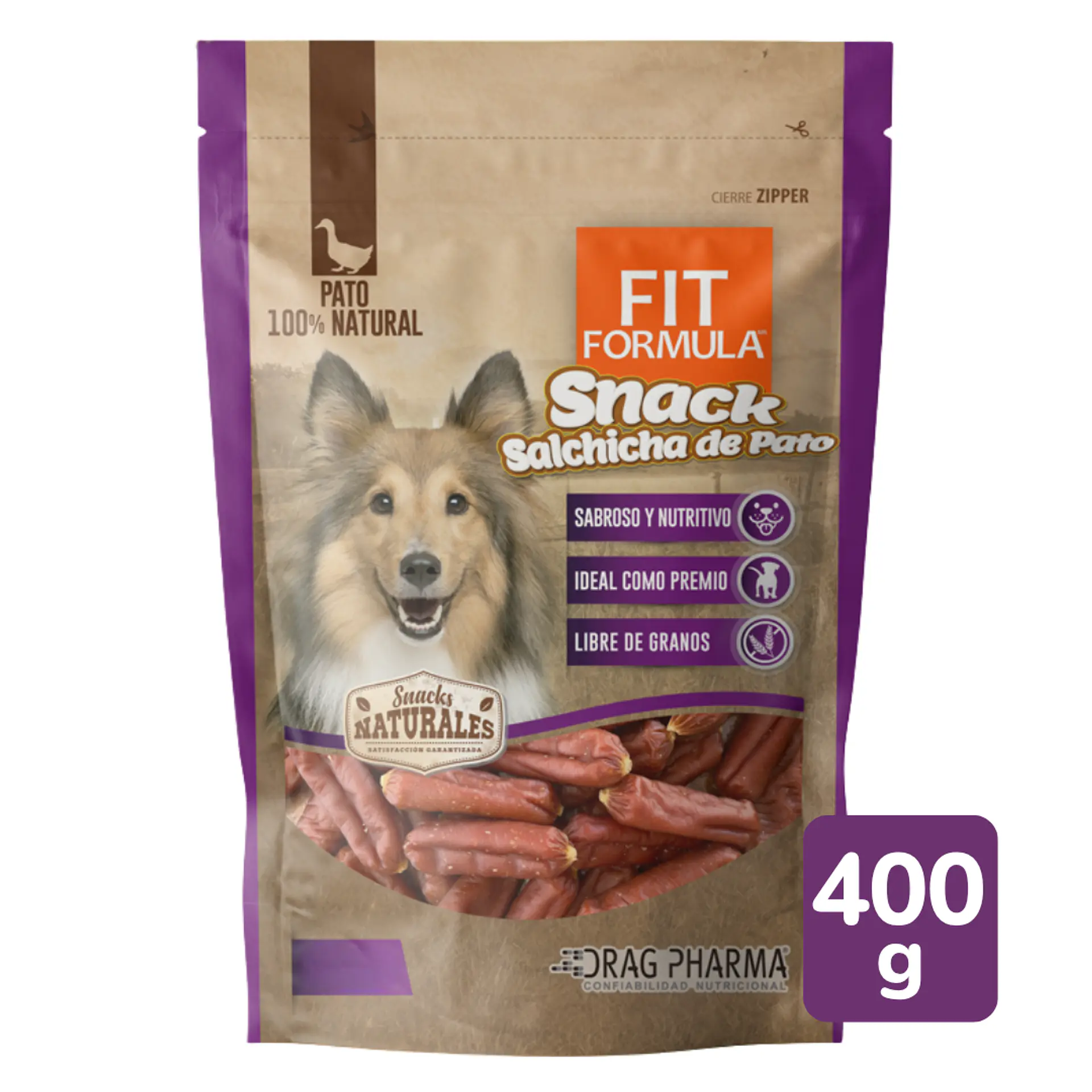 FIT FORMULA SNACK SALCHICHA DE PATO 400 GRS. 3