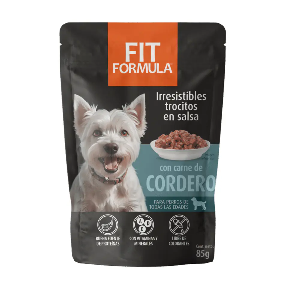 FIT FORMULA TROCITOS CON CARNE DE CORDERO PERRO 85 G. 1