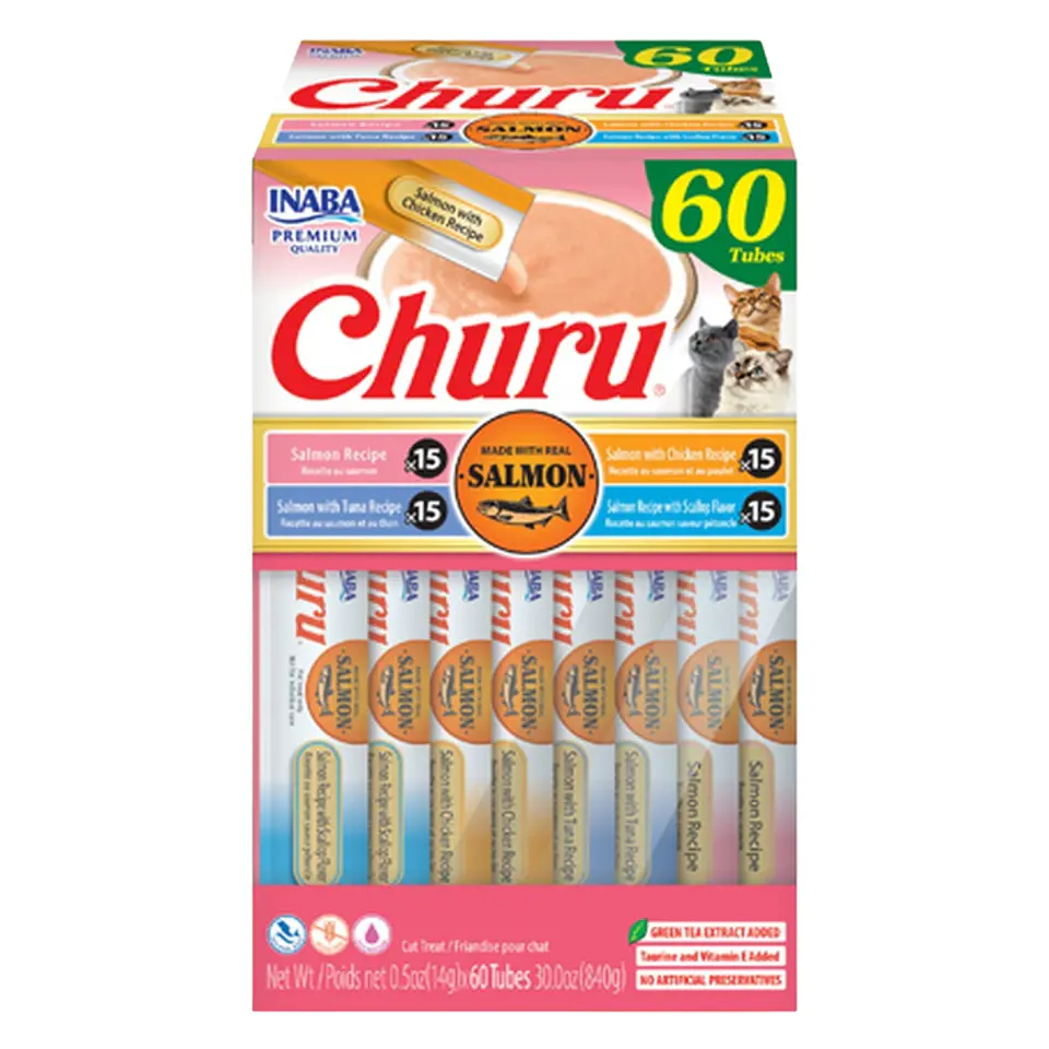 CHURU GATOS SABOR SALMÓN VARIEDADES CAJA 60 UN. 1