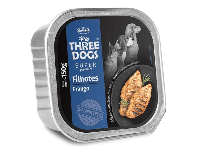 Three Dogs Pate Super Premium Cachorros Sabor Pollo 150gr