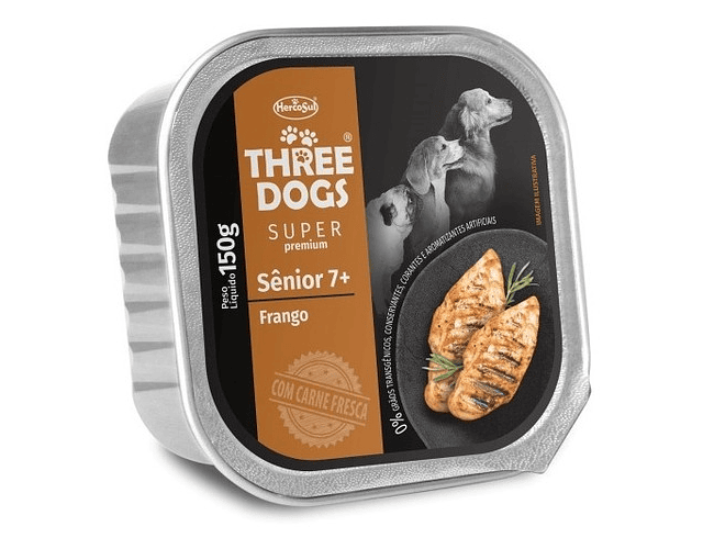 Three Dogs Pate Super Premium Senior +7 Sabor Pollo 150gr