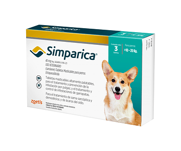 Simparica 3 Comprimidos 40mg Para Perros de 10 a 20kg