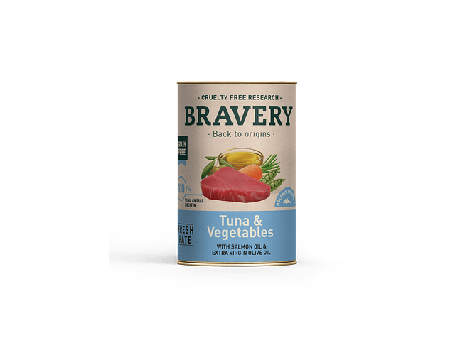 Bravery Atun y Vegetales Perro Adulto Lata 290g