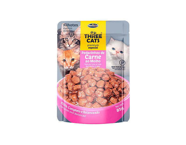 Pack 12 Sachet Three Cats Gatitos 85g