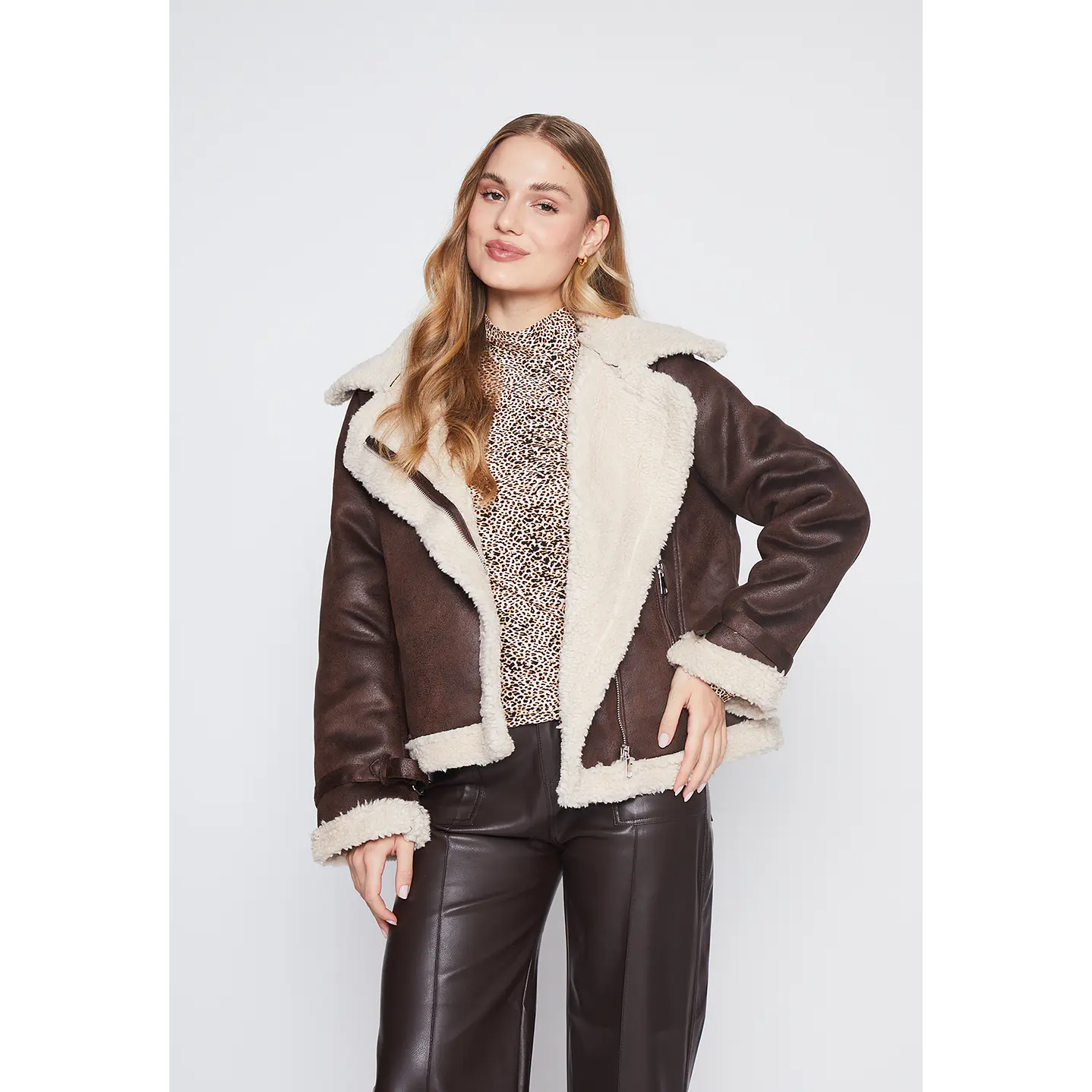 Chaqueta Mujer Café Aviadora Pleudo Family Shop 1