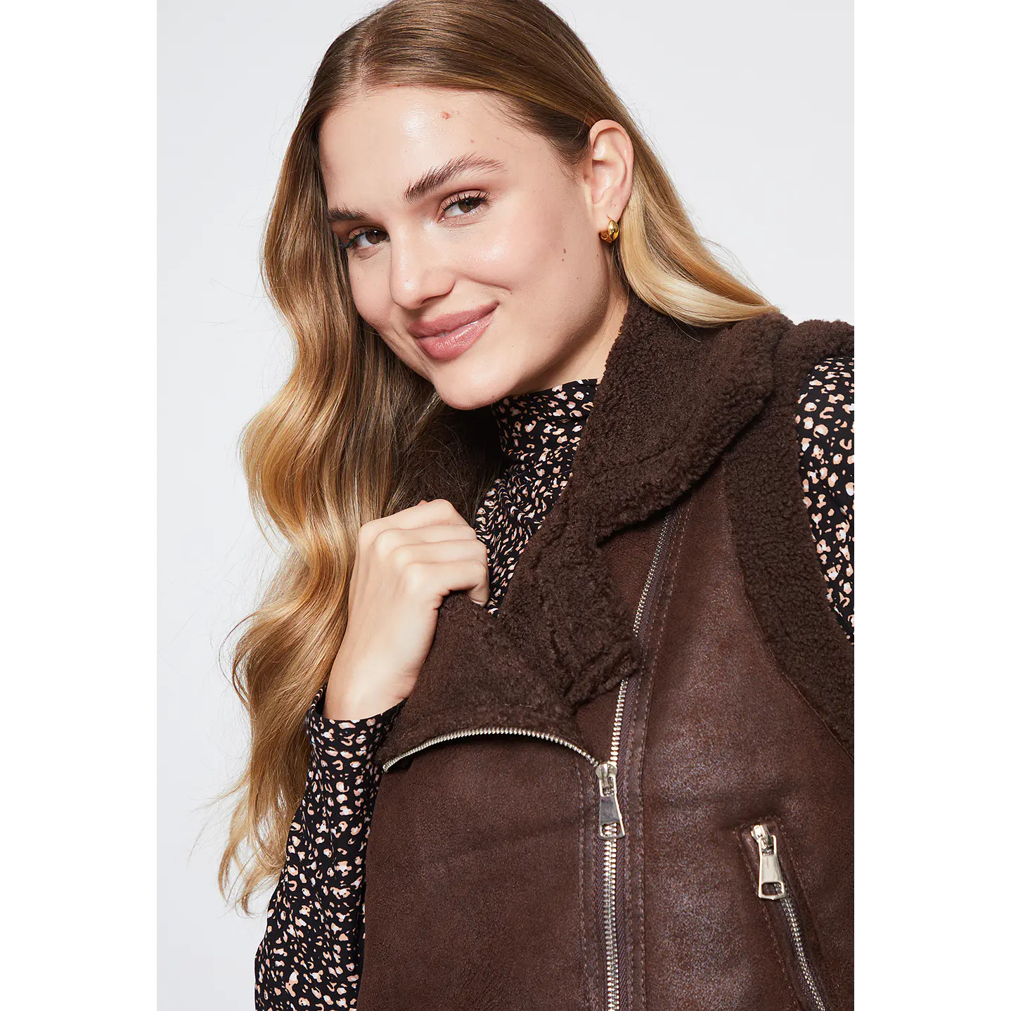 Chaqueta Mujer Café Aviadora Sin Manga Family Shop 3