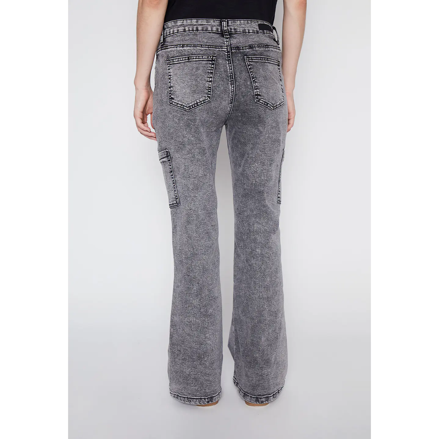 Jeans Mujer Gris Cargo Flare Family Shop 3