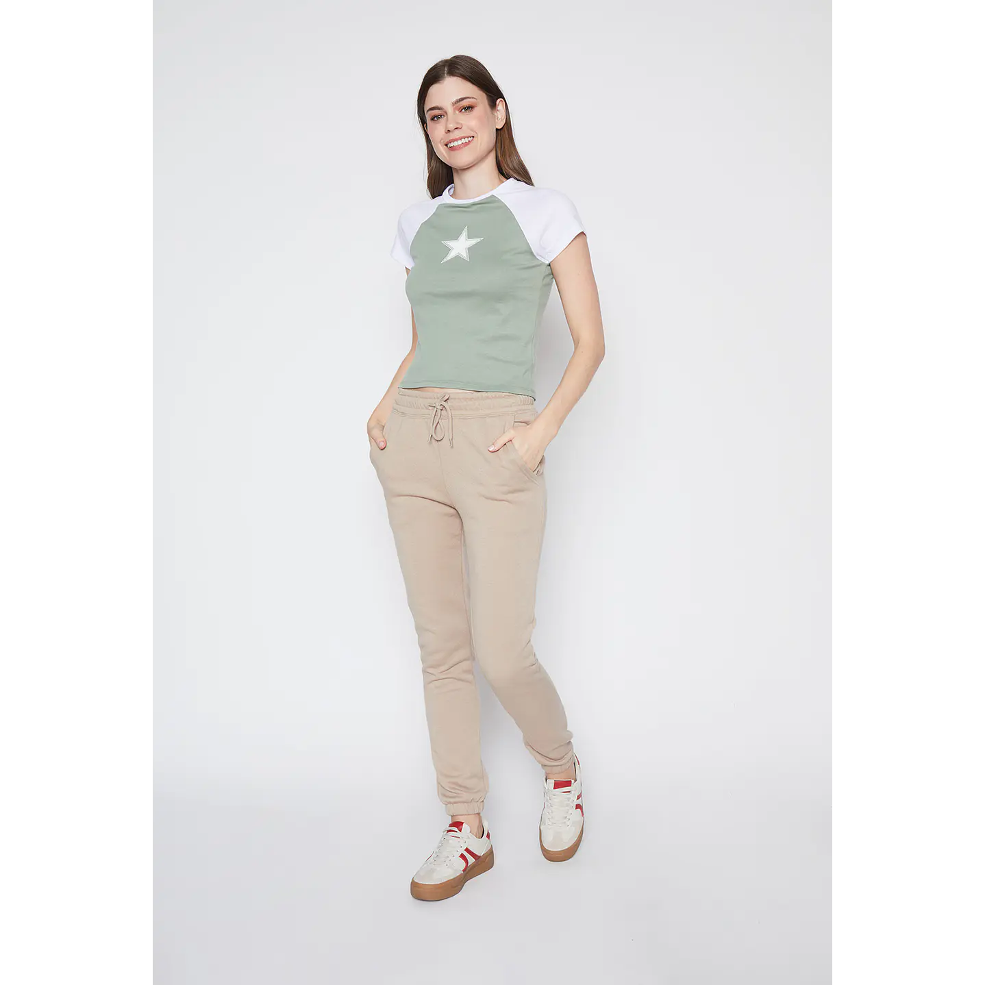 Pantalón De Buzo Mujer Beige Básico Puño Family Shop 4