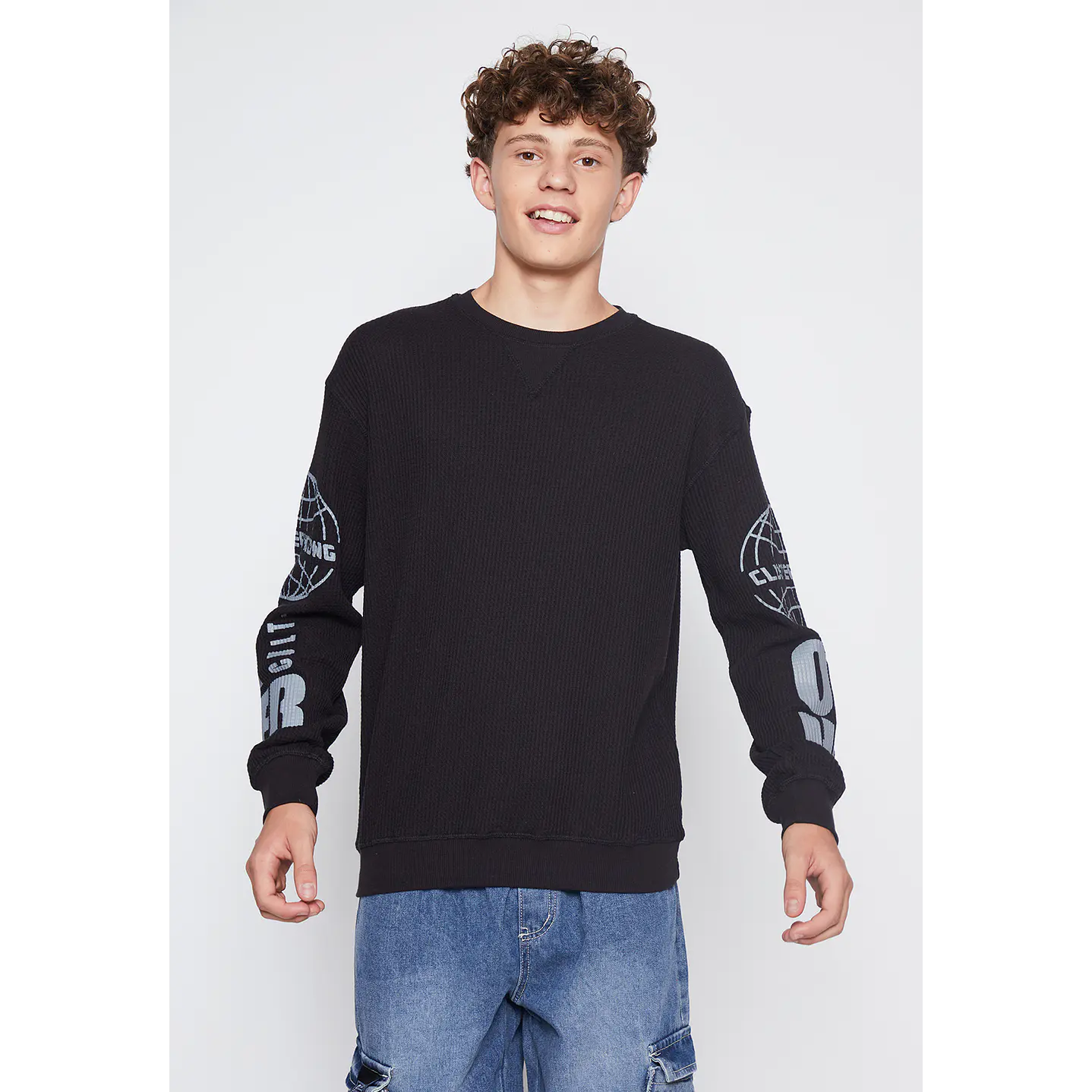 Polera Lolo Negro Waffle Family Shop 1