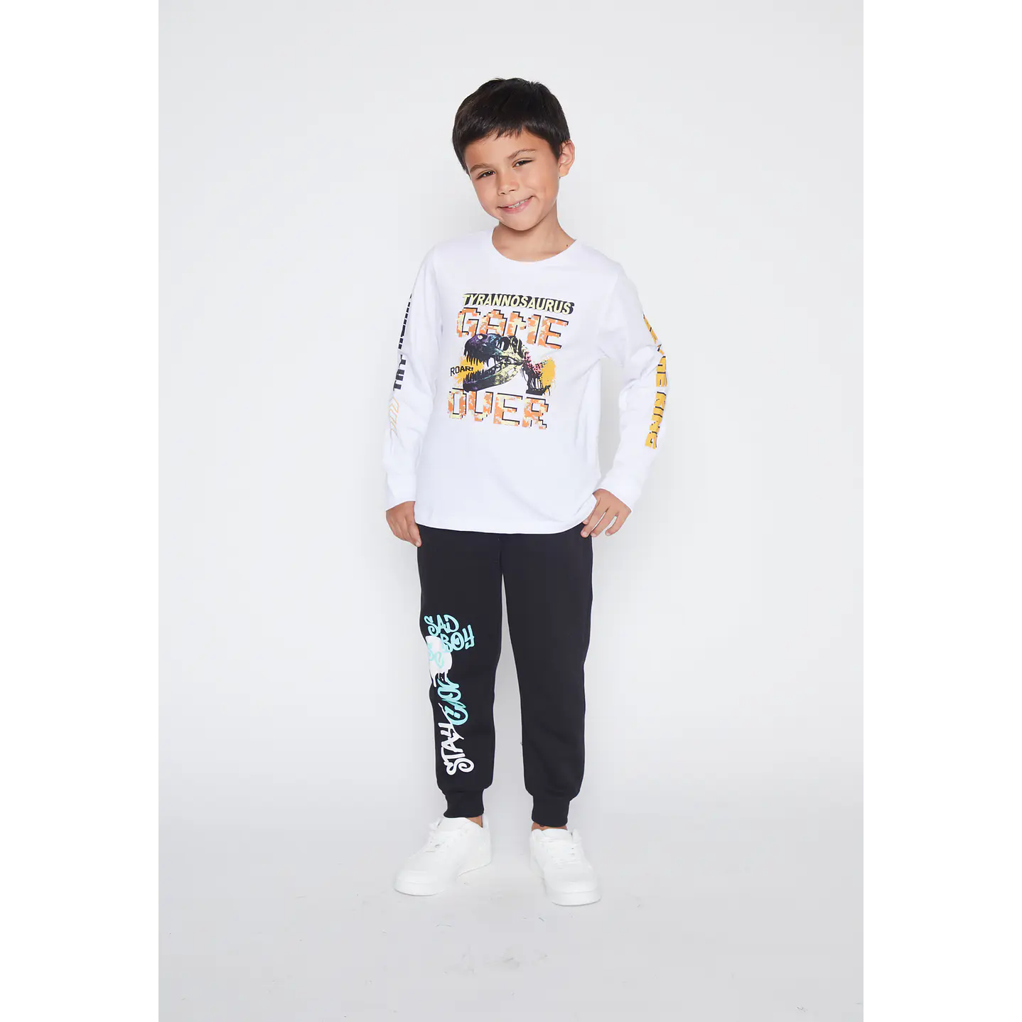 Polera Niño Blanco Dino Family Shop 2
