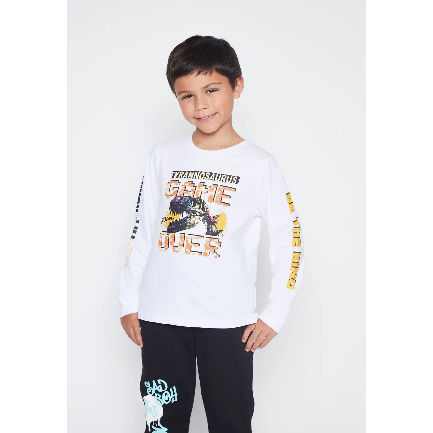Polera Niño Blanco Dino Family Shop 1
