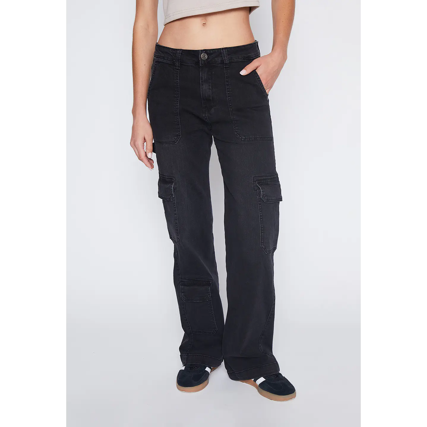 Jeans Mujer Negro Wide Leg Cargo Family Shop 2