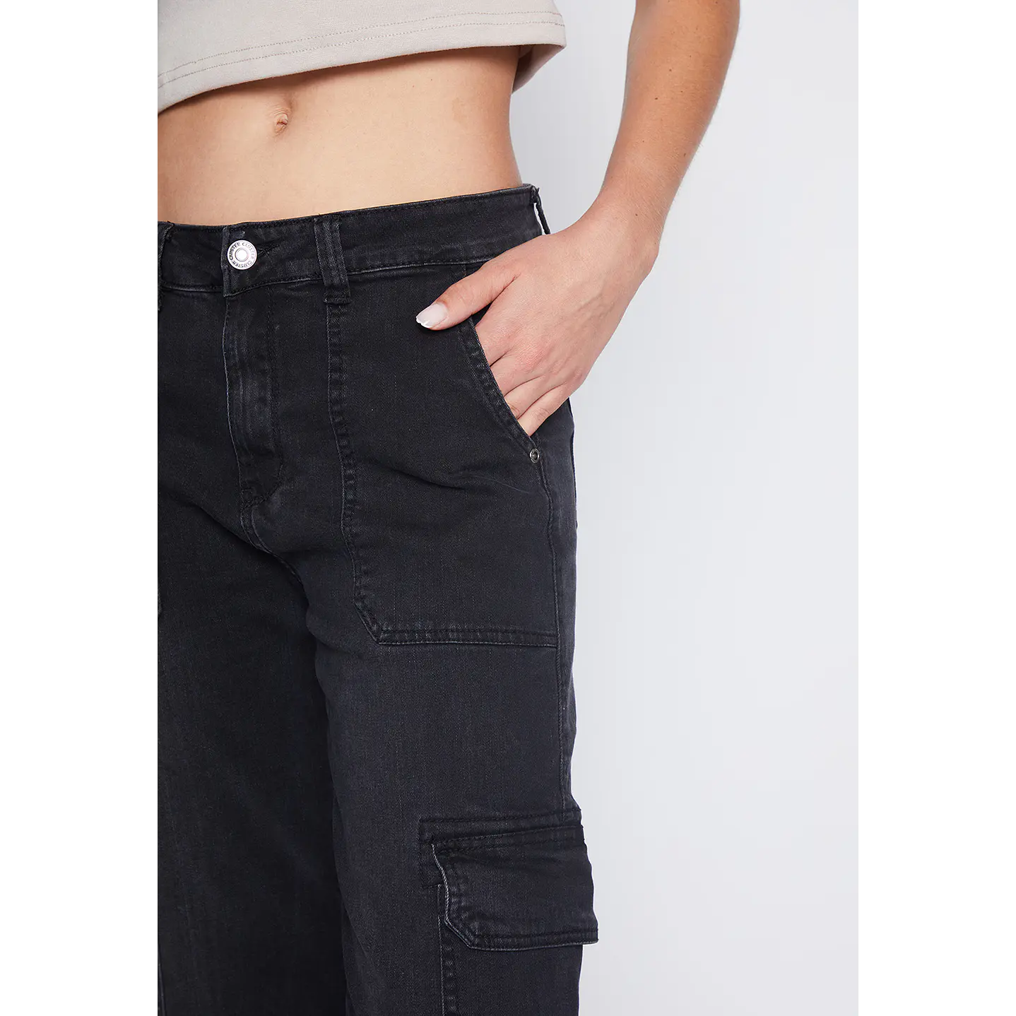 Jeans Mujer Negro Wide Leg Cargo Family Shop 3