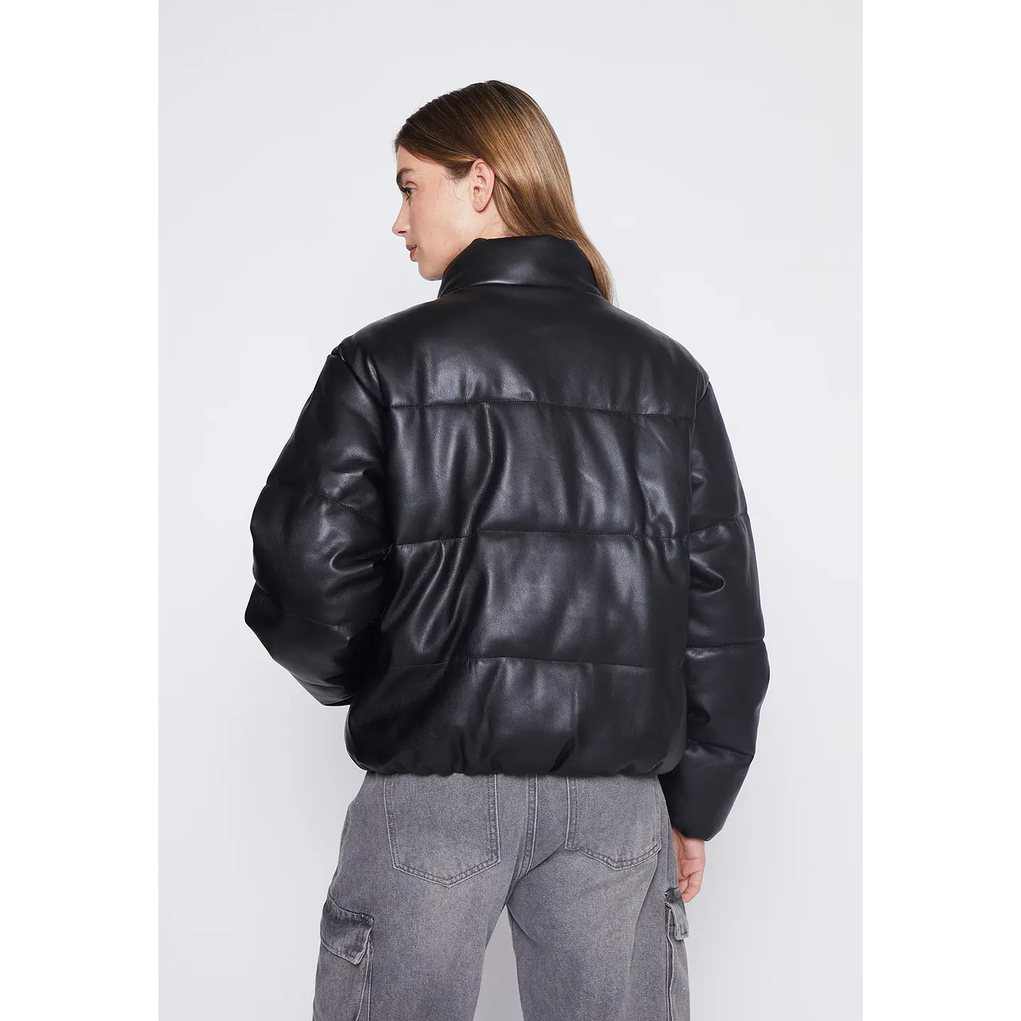 Parka Mujer Negro Ecocuero Crop Family Shop 3