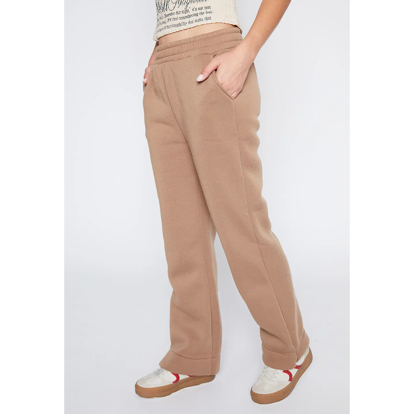 Pantalón De Buzo Mujer Beige Recto Puño Family Shop 2