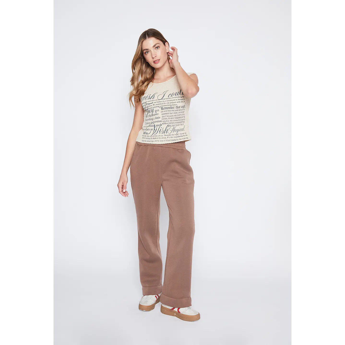 Pantalón De Buzo Mujer Café Recto Puño Family Shop 1