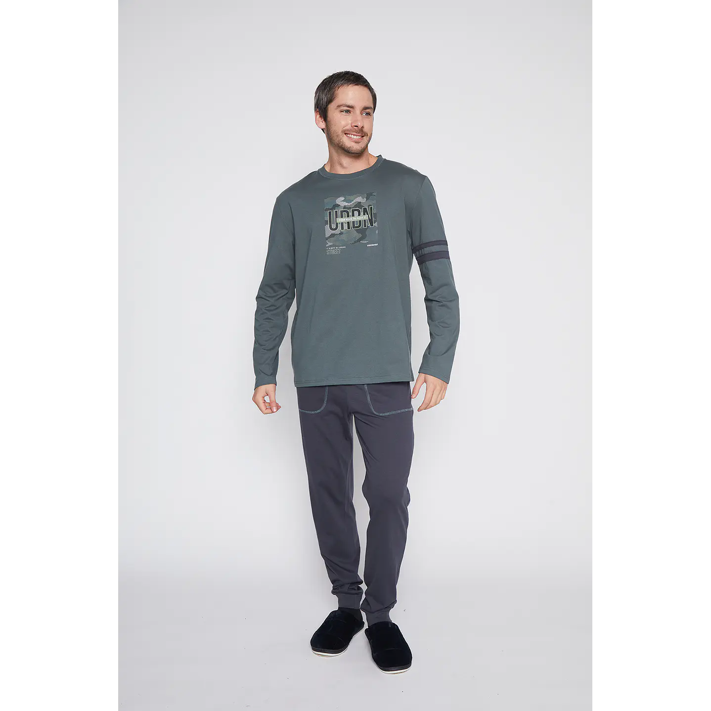 Pijama Hombre Gris Raglan Liso Family Shop 1