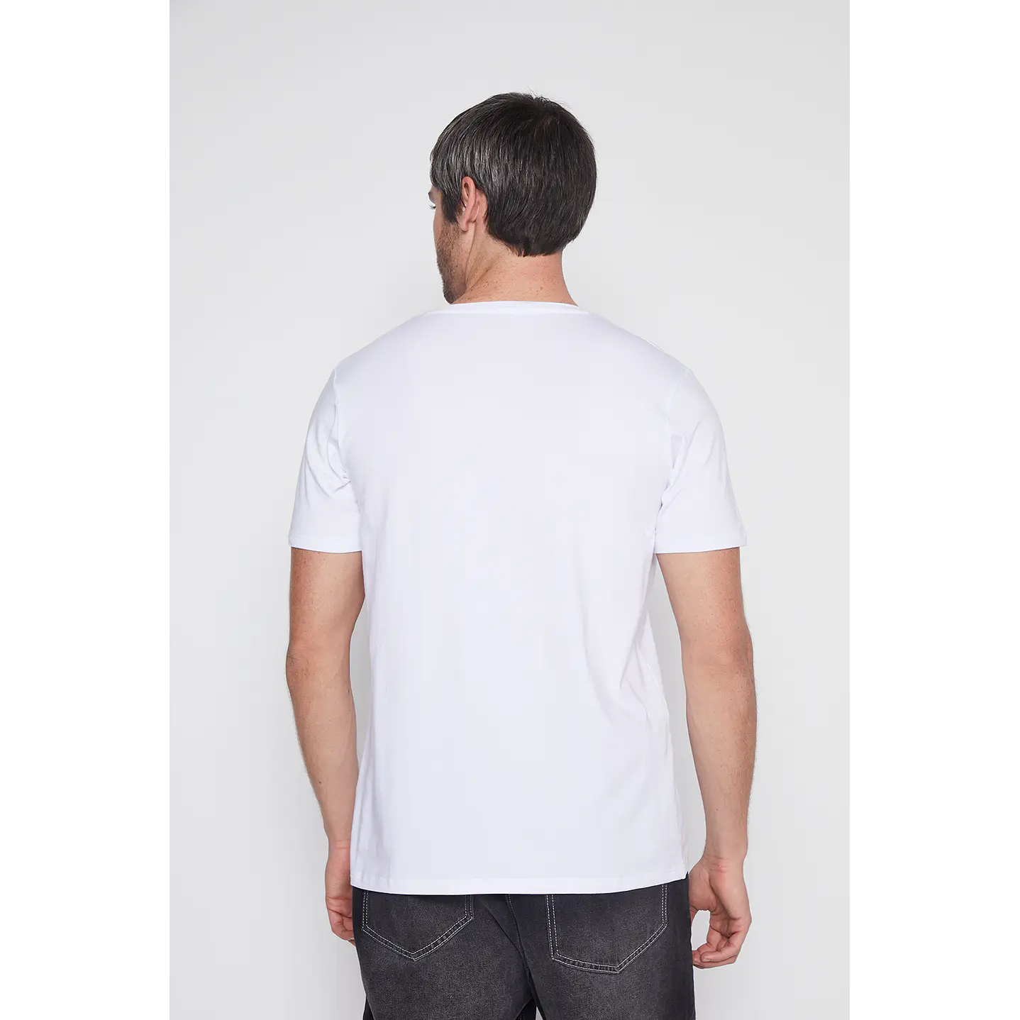 Camiseta Hombre Blanco Modal Cuello V Family Shop 3