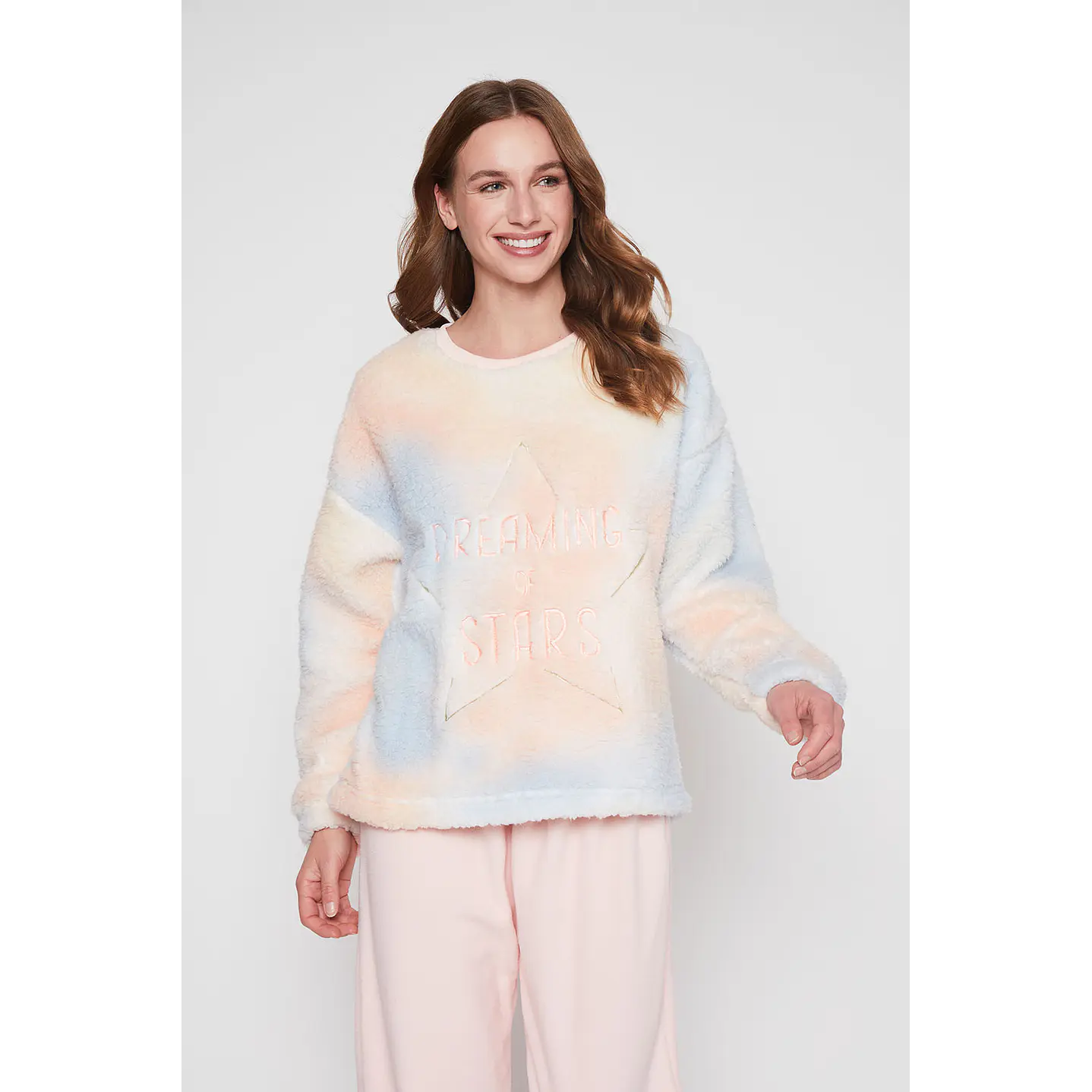 Pijama Mujer Rosado Peludo Bordado Family Shop 2