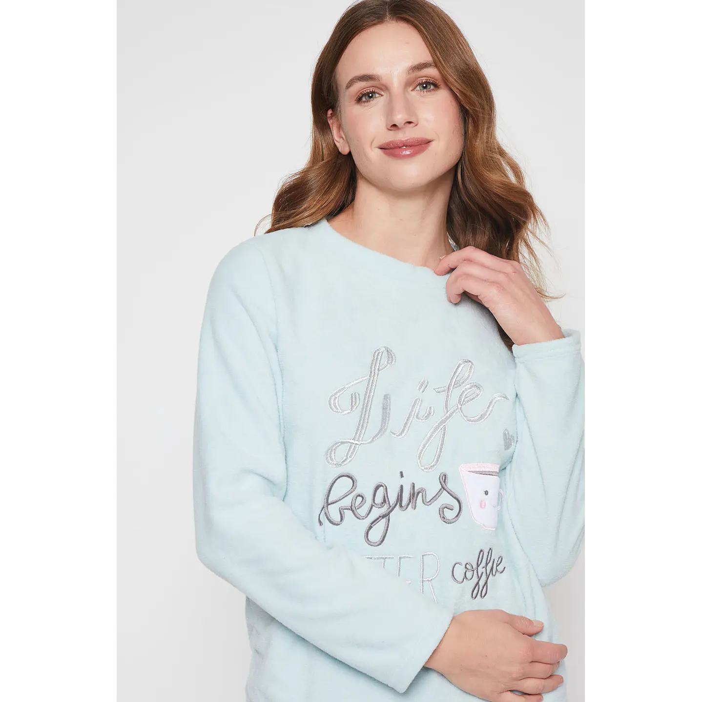 Pijama Mujer Celeste Polar Print Family Shop 3