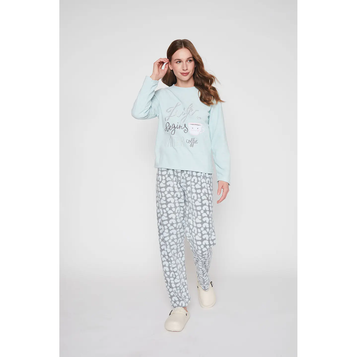 Pijama Mujer Celeste Polar Print Family Shop 1