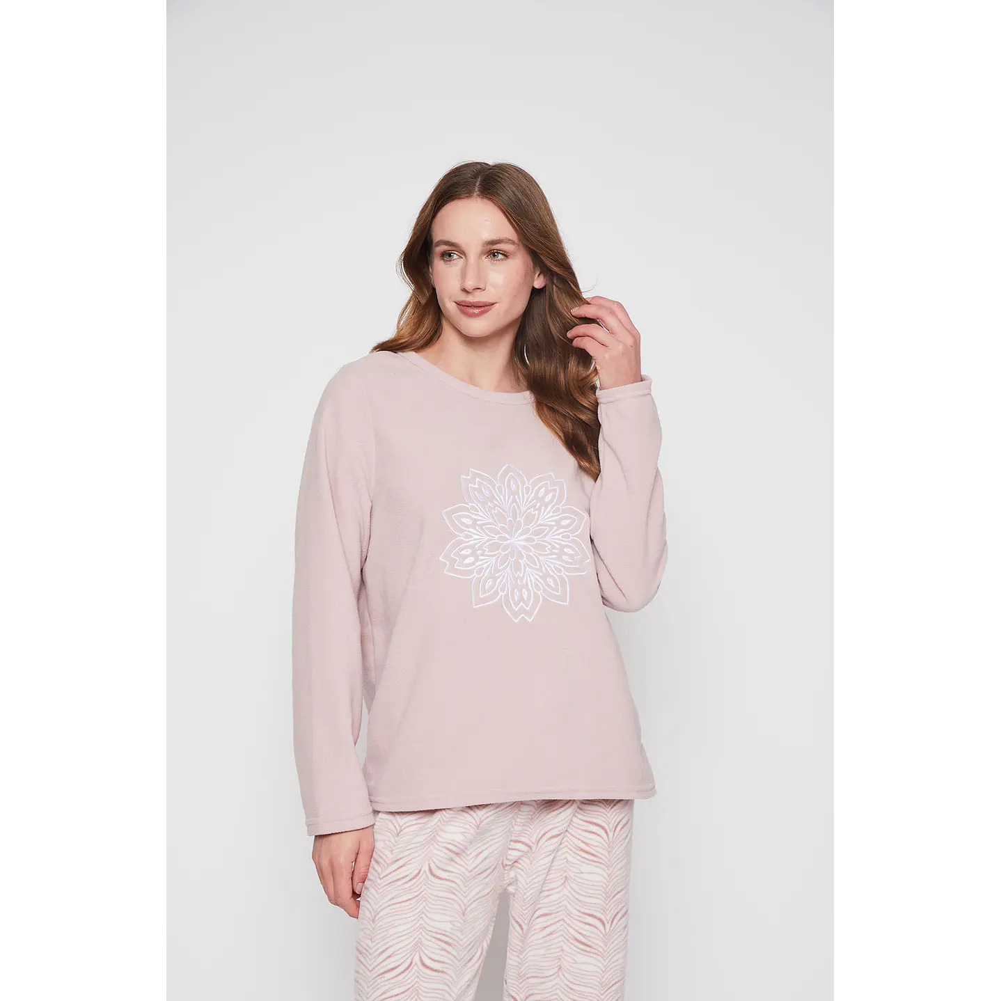 Pijama Mujer Rosado Polar Flor Family Shop 2