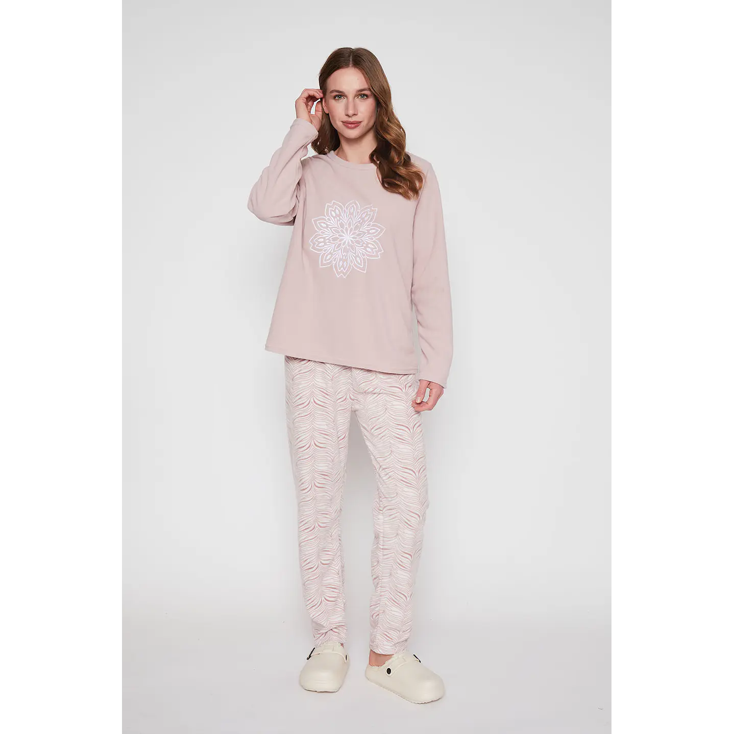 Pijama Mujer Rosado Polar Flor Family Shop 1