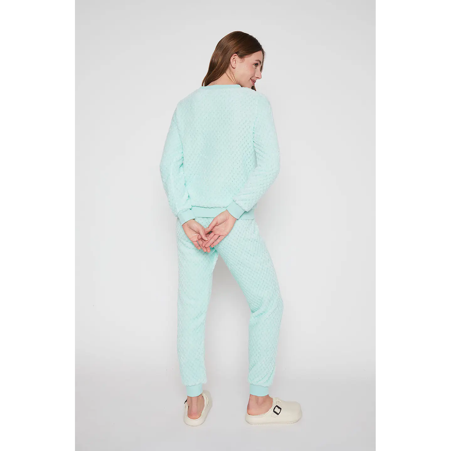 Pijama Mujer Celeste Textura Motas Family Shop 4