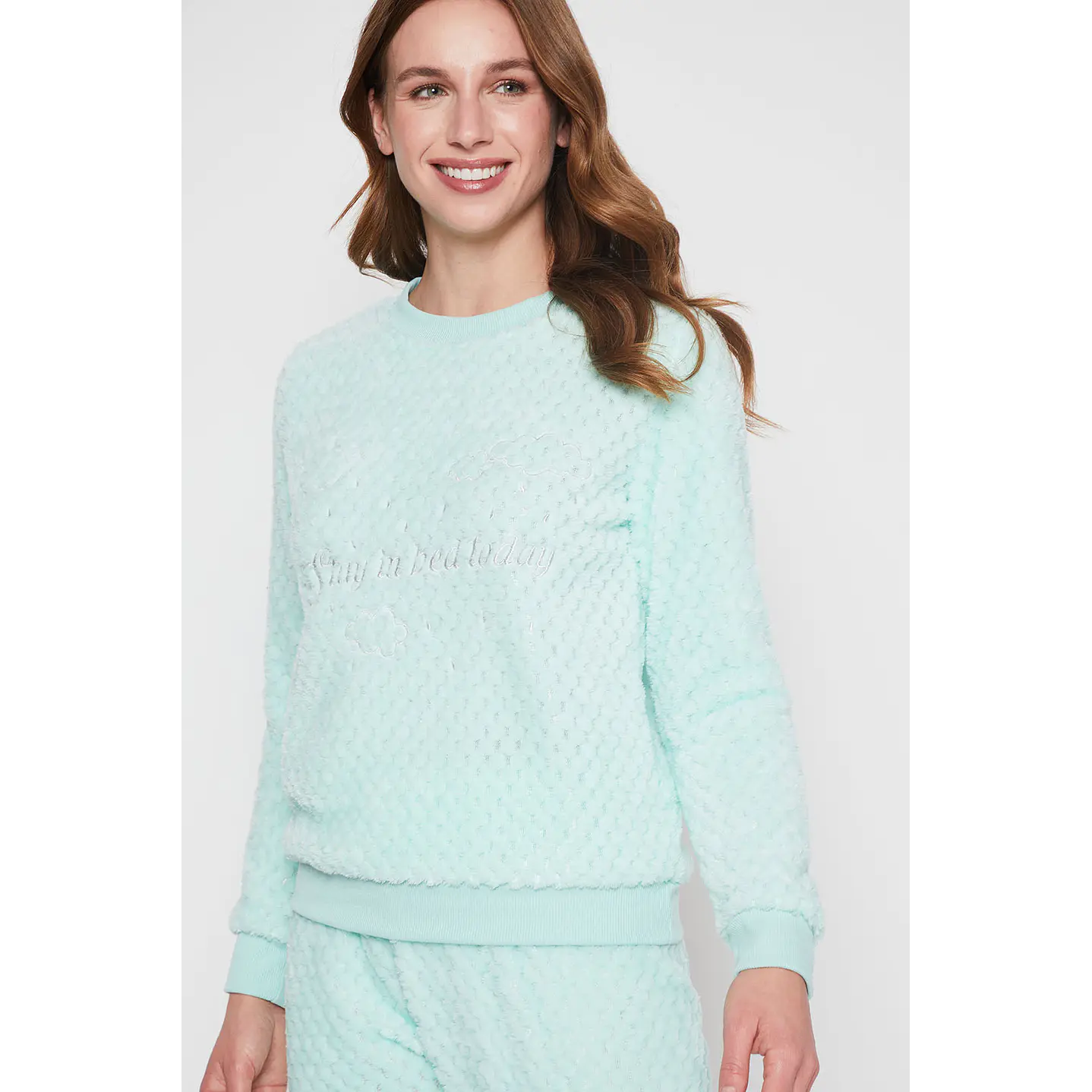 Pijama Mujer Celeste Textura Motas Family Shop 2