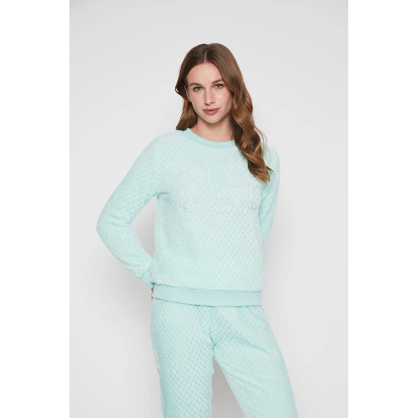 Pijama Mujer Celeste Textura Motas Family Shop 3