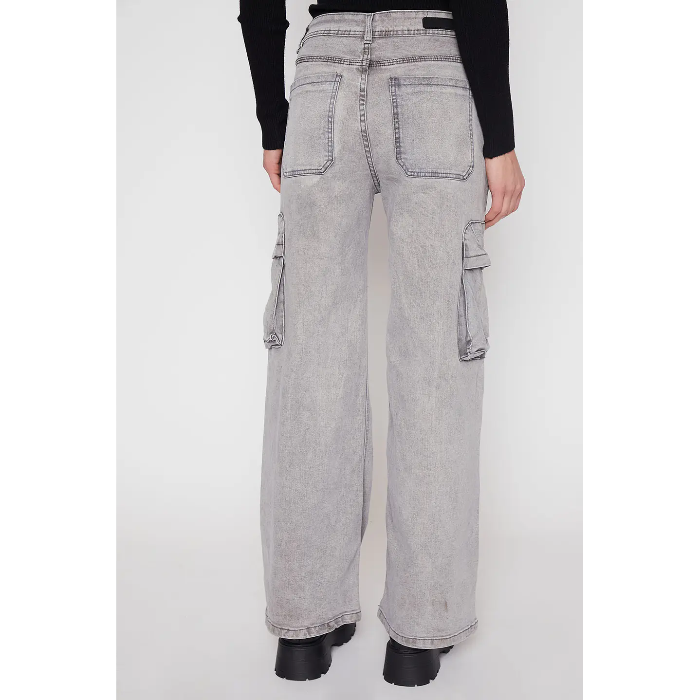 Jeans Mujer Gris Wide Leg Cargo Family Shop 3