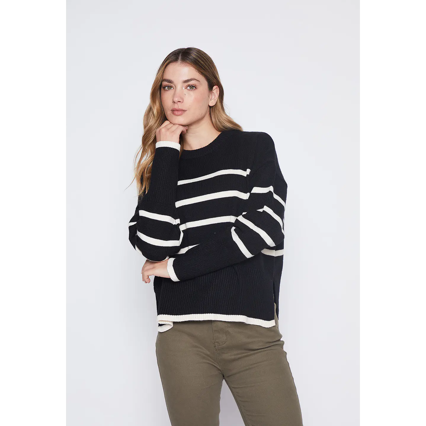 Sweater Mujer Negro Rayado Family Shop 1