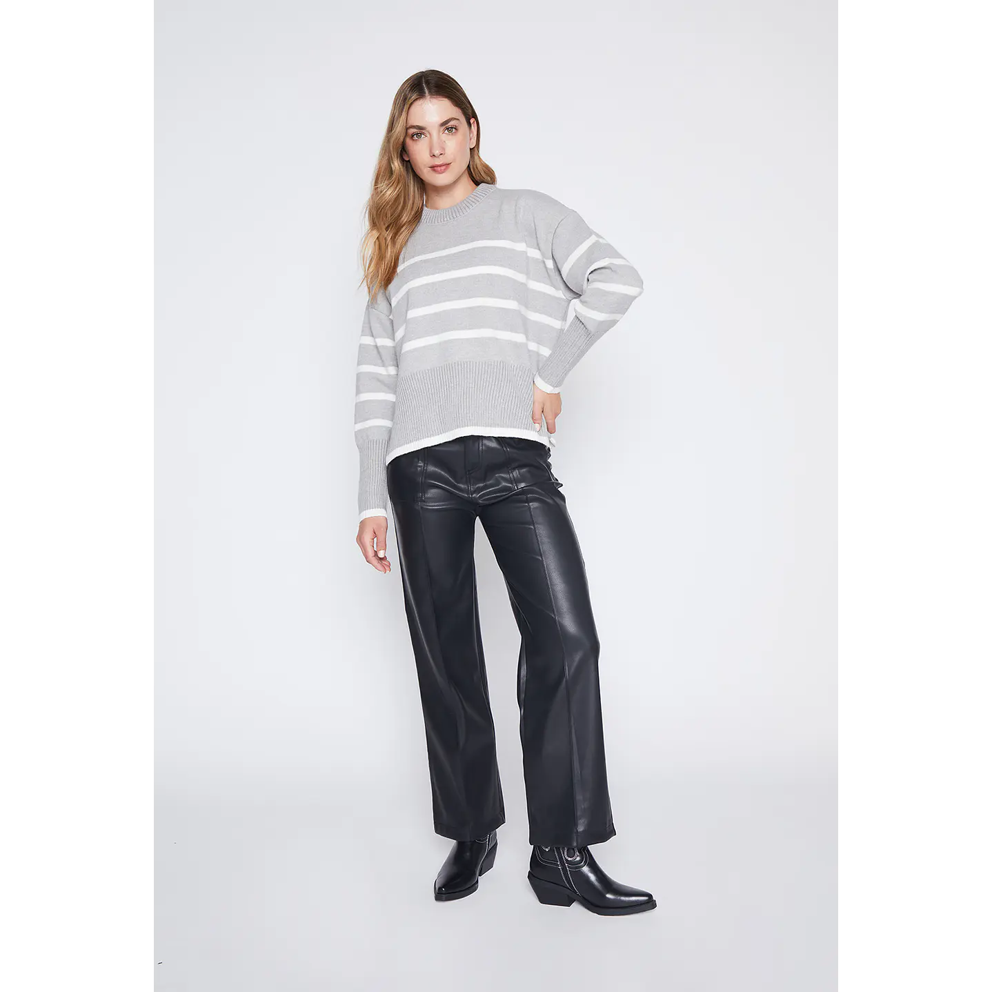 Sweater Mujer Gris Rayado Family Shop 4