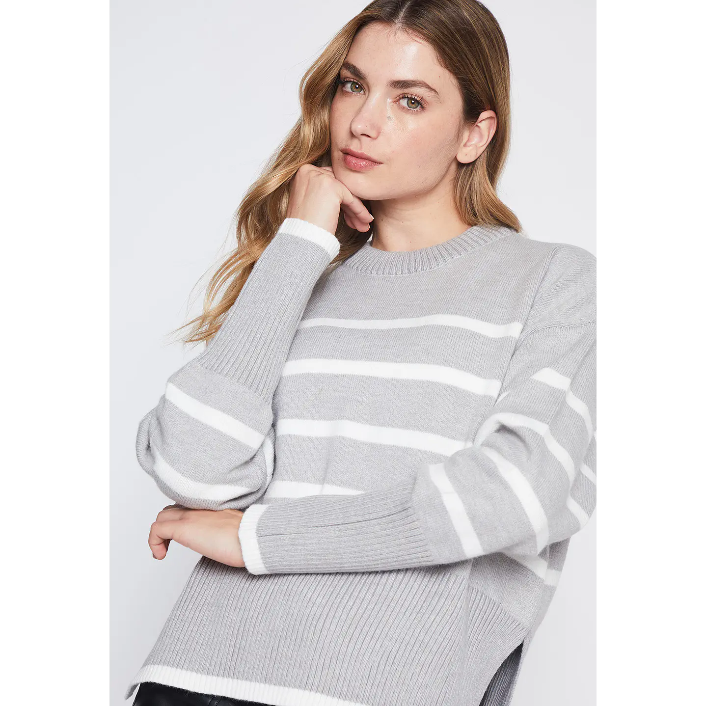 Sweater Mujer Gris Rayado Family Shop 2