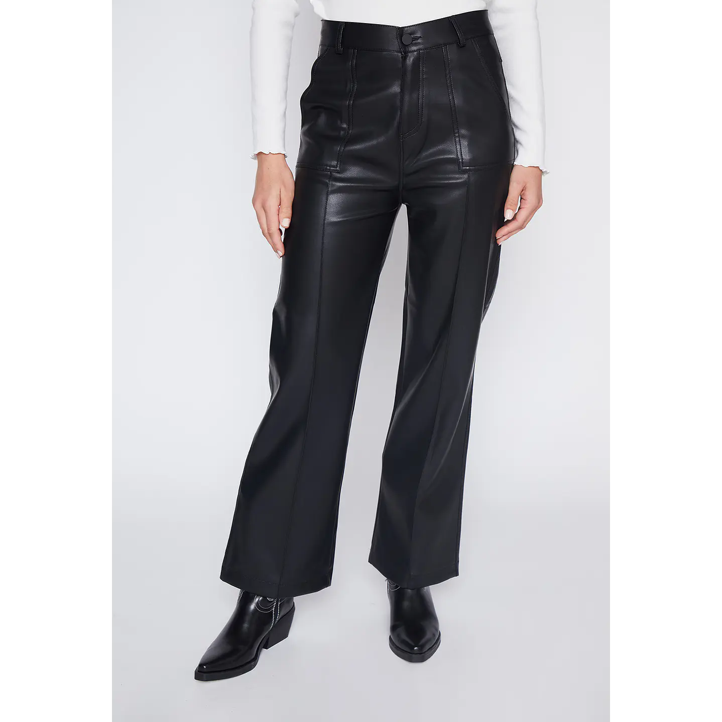 Pantalón Mujer Negro Wide Leg Cuero Family Shop 2