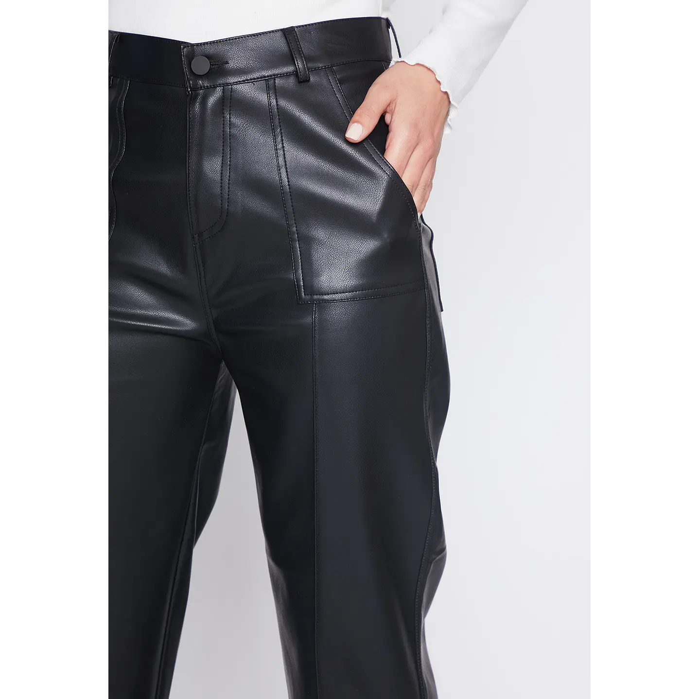 Pantalón Mujer Negro Wide Leg Cuero Family Shop 3