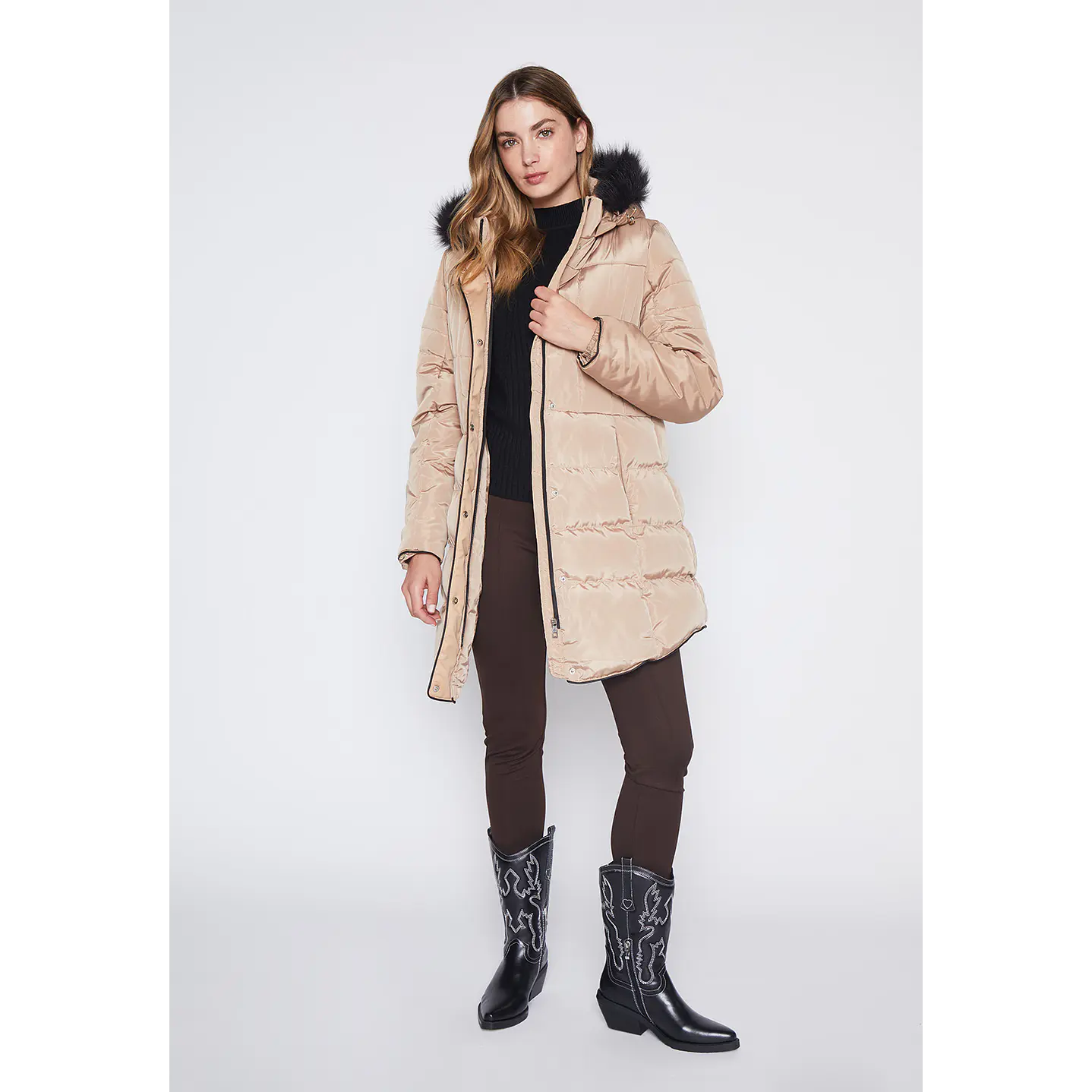 Parka Mujer Camel Gorro Family Shop 6