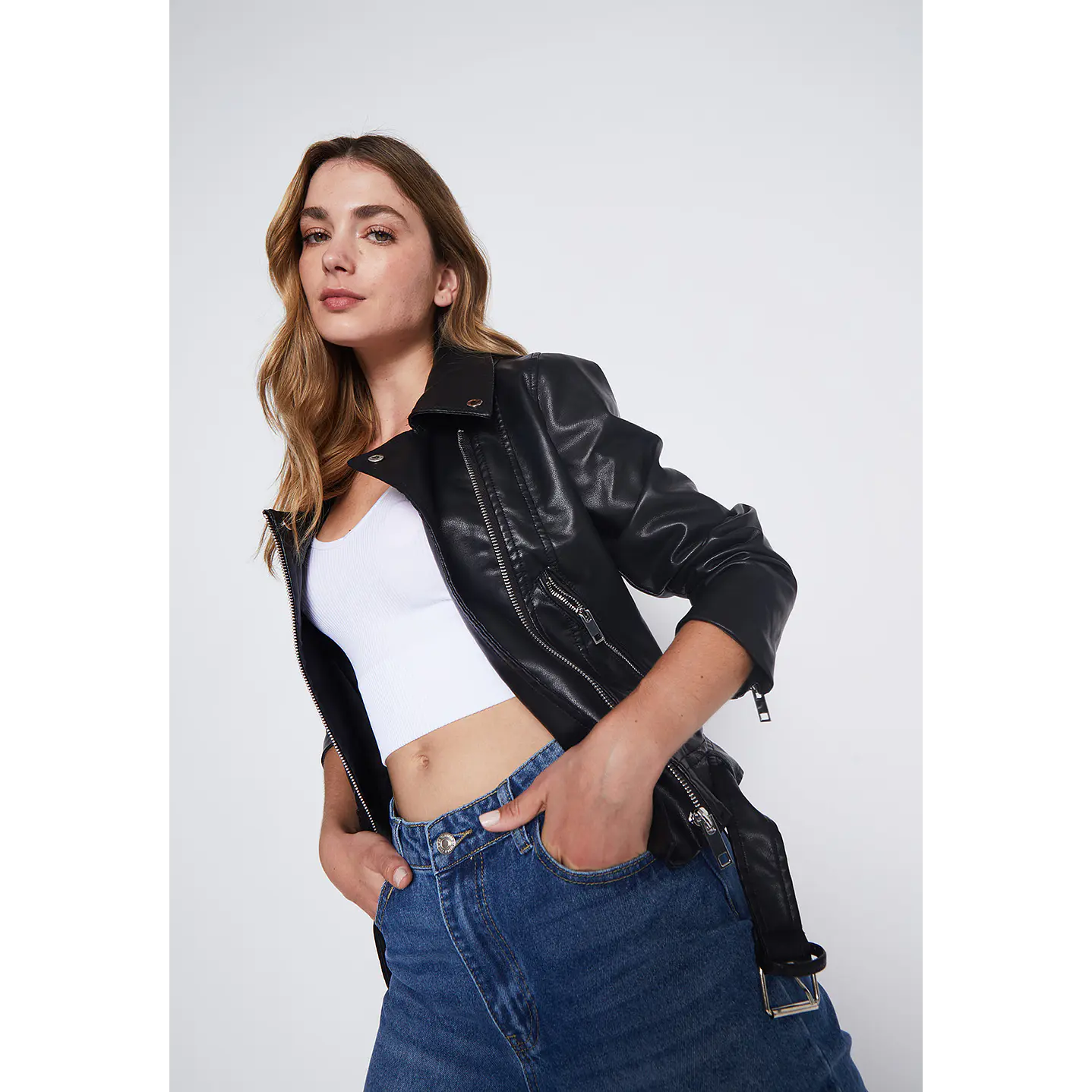 Chaqueta Mujer Negro Biker Cuero Family Shop 2