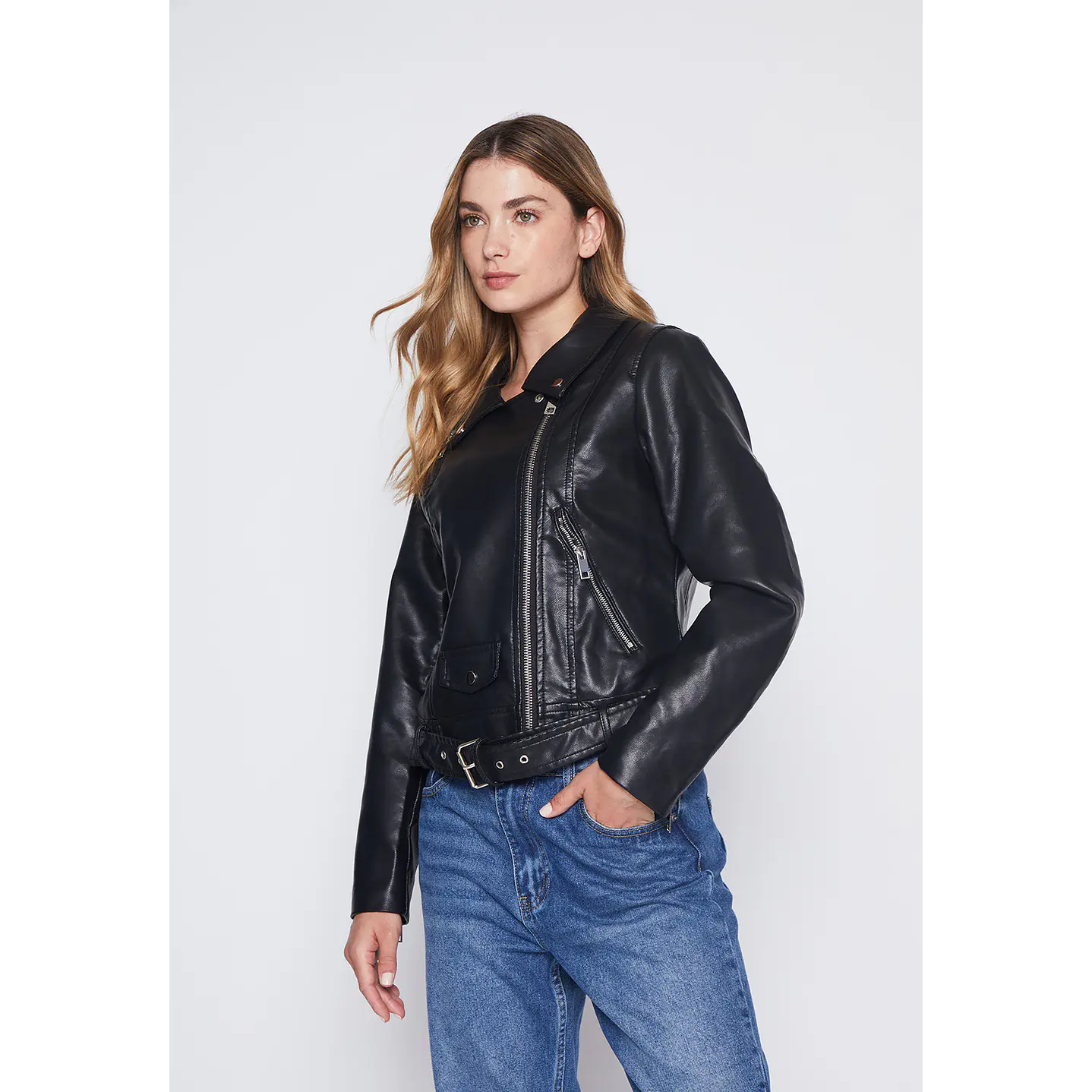 Chaqueta Mujer Negro Biker Cuero Family Shop 1