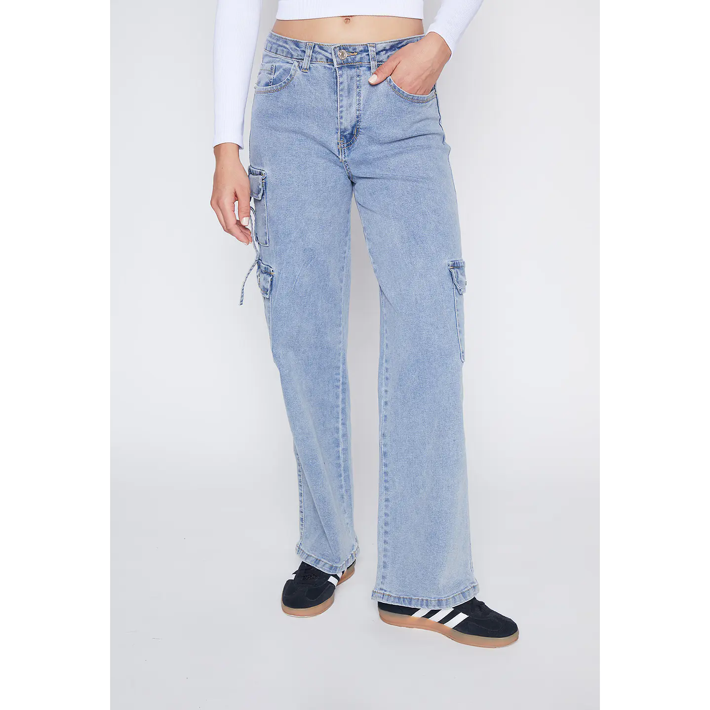 Jeans Mujer Azul Cargo Wide Leg Family Shop 2