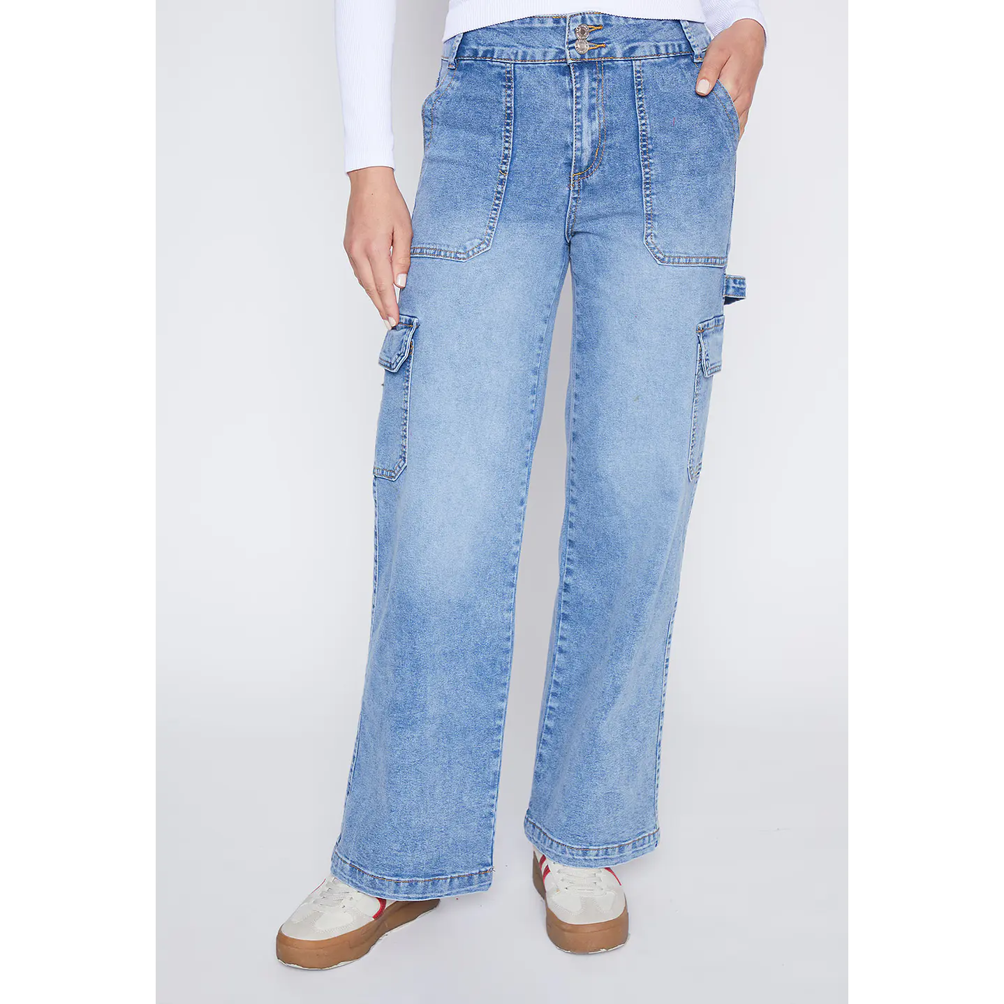 Jeans Mujer Azul Wideleg Cargo Family Shop 2