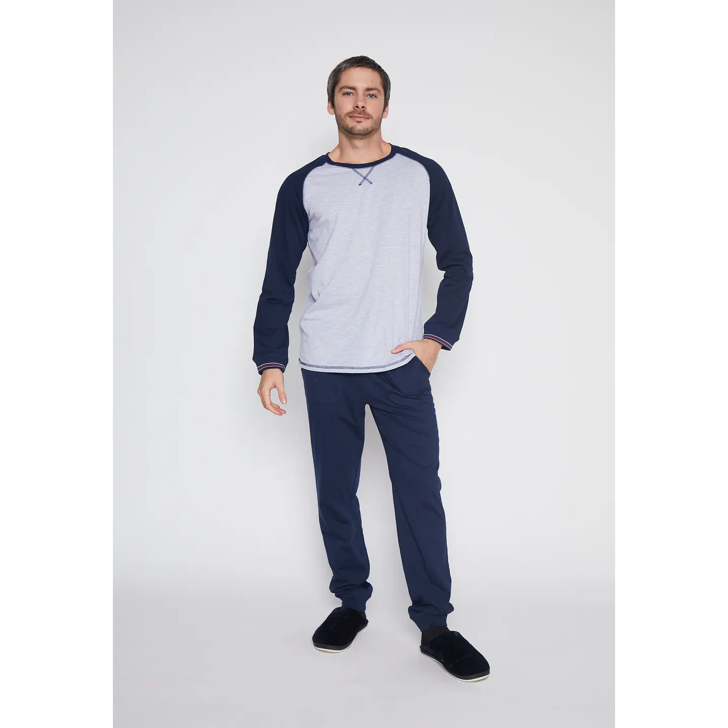 Pijama Hombre Negro Raglan Liso Family Shop 1