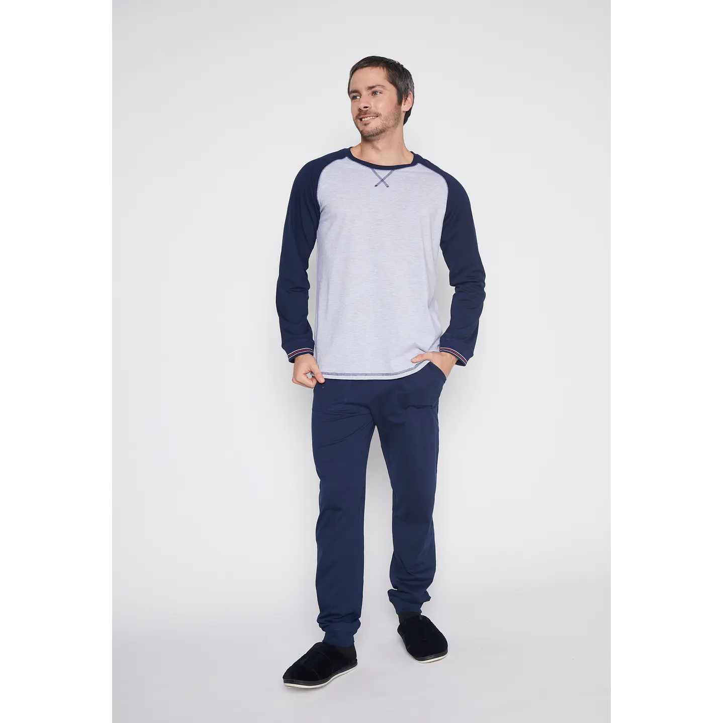 Pijama Hombre Negro Raglan Liso Family Shop 2
