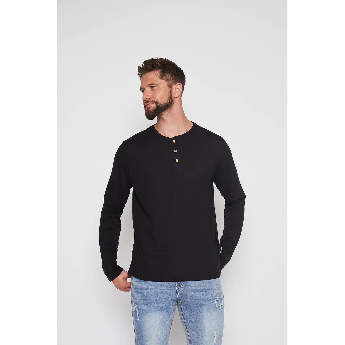 Polera Hombre Negro Botones Family Shop 1